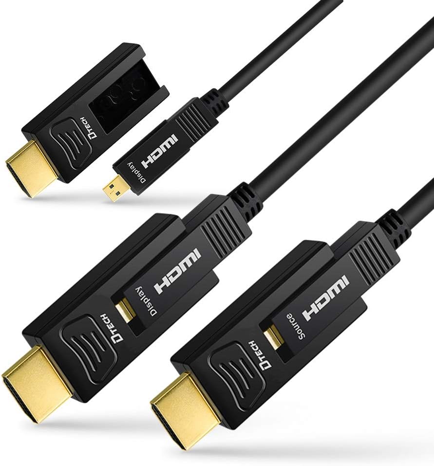 Fiber Optic HDMI Cable 150 Feet 4K 60Hz 18Gbps High Speed with Dual Micro HDMI and Standard HDMI Connector G684
