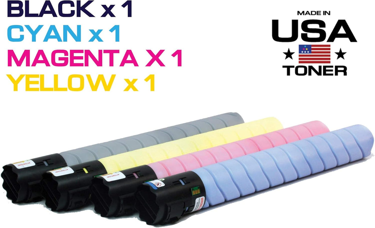 Compatible Replacement Toner for Konica Minolta bizhub C258, C308, C368, C454, C554, C454e, C554e (TN-324K/C/M/Y, TN-512C/M/Y/K) (Black, Cyan, Yellow, Magenta, 4-Pack) B614379