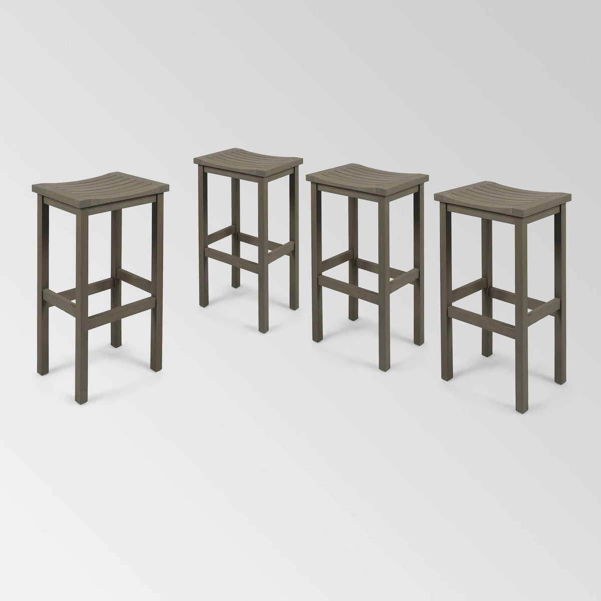 Gray Acacia Wood Outdoor Bar Stool Set of 4 O93668
