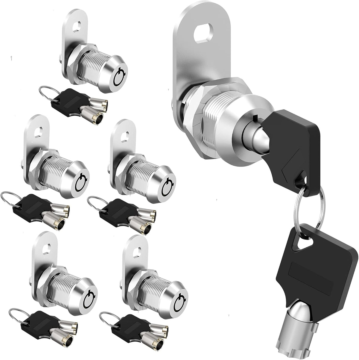 5 Pack Keyed Alike Cabinet Locks with Keys, Zinc Alloy X715