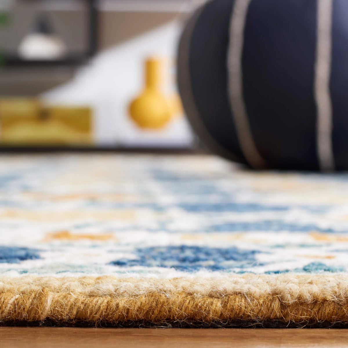Navy Yellow Geometric Area Rug 3' x 5' F353688