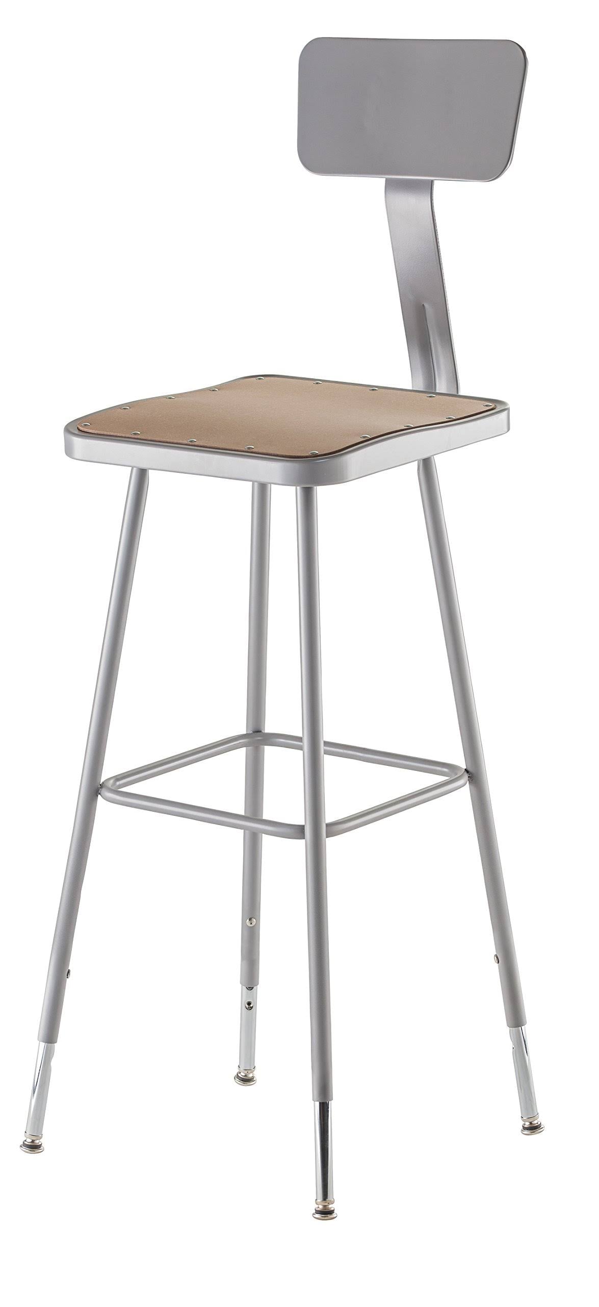 Gray Adjustable Square Stool with Backrest Q532