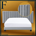 Queen Size Grey Velvet Upholstered Bed N9157