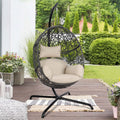 Oversized Black Hanging Swing Egg Chair with Stand W184