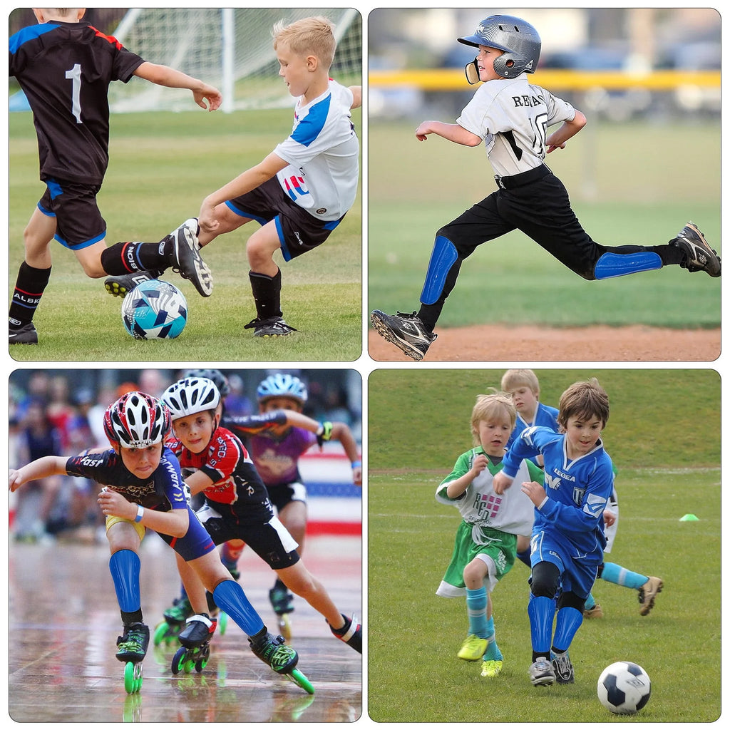 Children's Football Pads, Junior Football Leg Guards, Blue, Small R7346