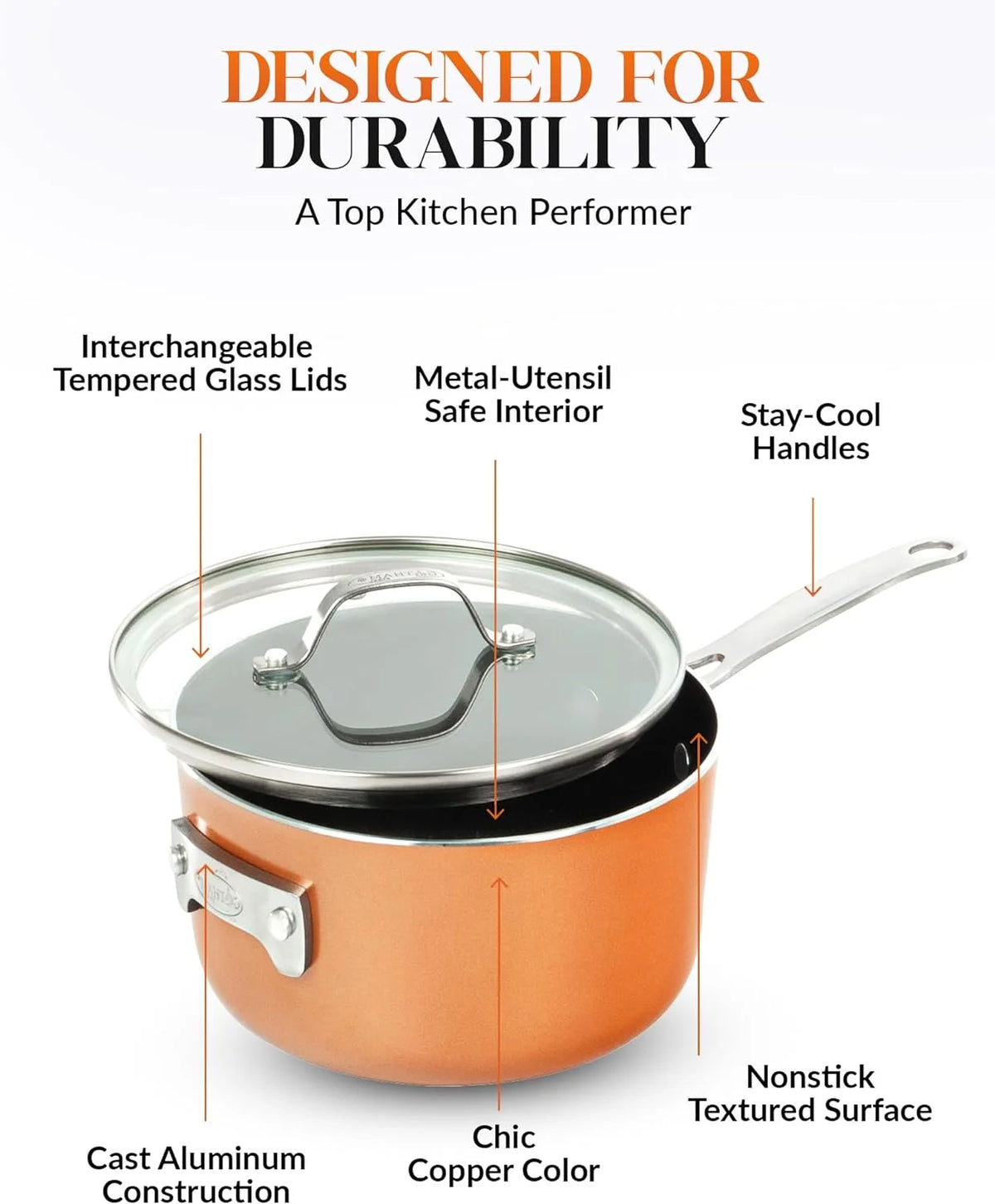 10 Pc Nonstick Copper Cookware Set Q746769