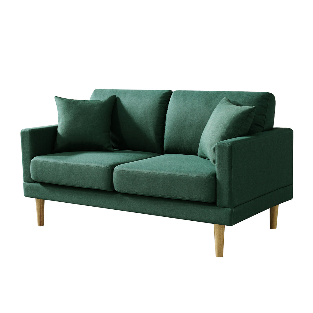 Dark Green Loveseat Sofa with Throw Pillow I6350