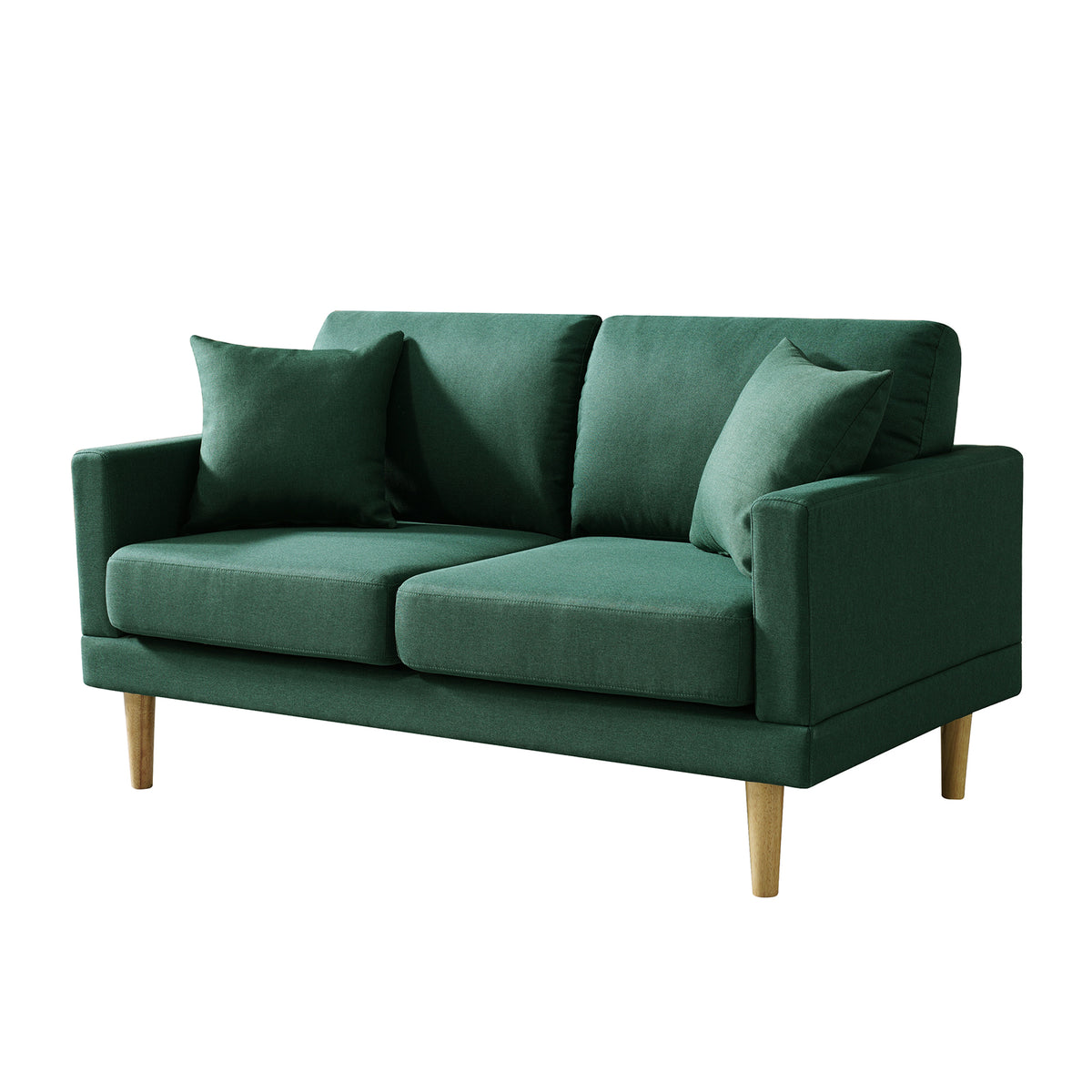 Dark Green Loveseat Sofa with Throw Pillow I6350