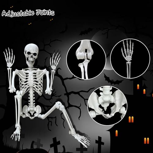 5.4Ft Posable Life Size Human Skeleton with Movable Joints U288951