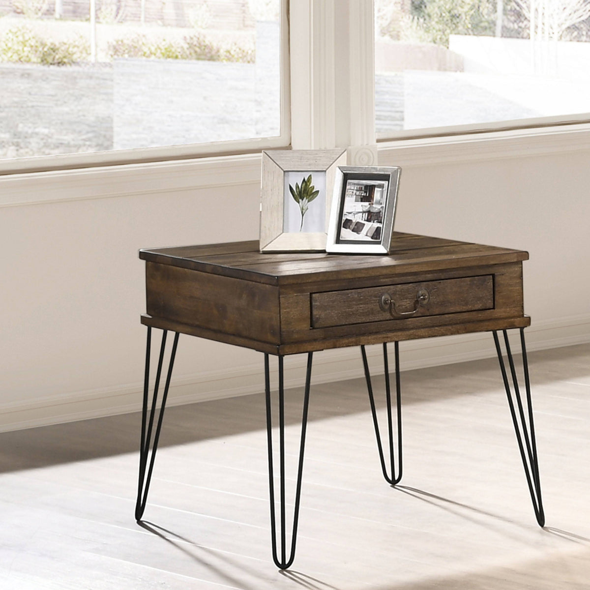 Industrial Rustic Oak End Table X584630