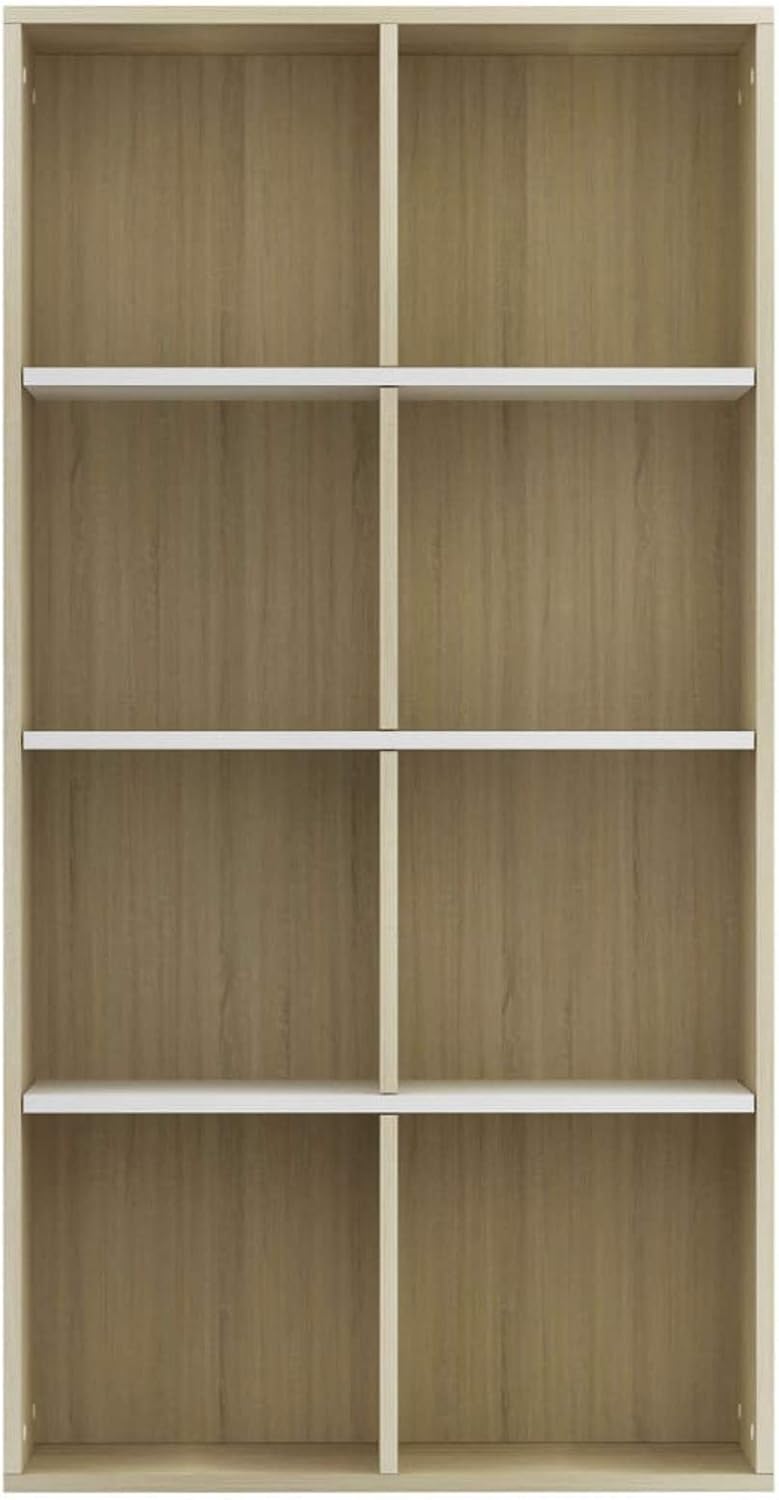 White and Sonoma Oak Book Cabinet Sideboard 26inch x11.8inch x51.2inch E66302