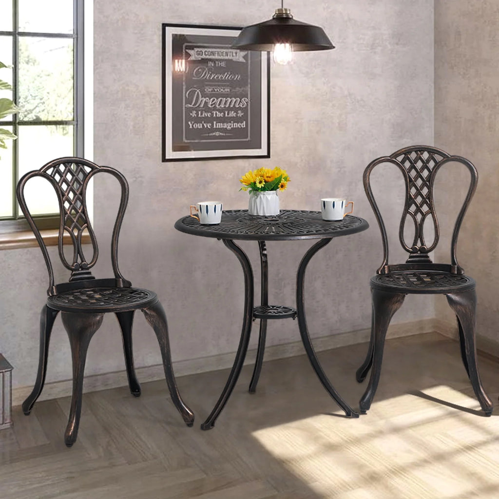 3-Piece Cast Aluminum Bistro Set with Umbrella Hole A848094