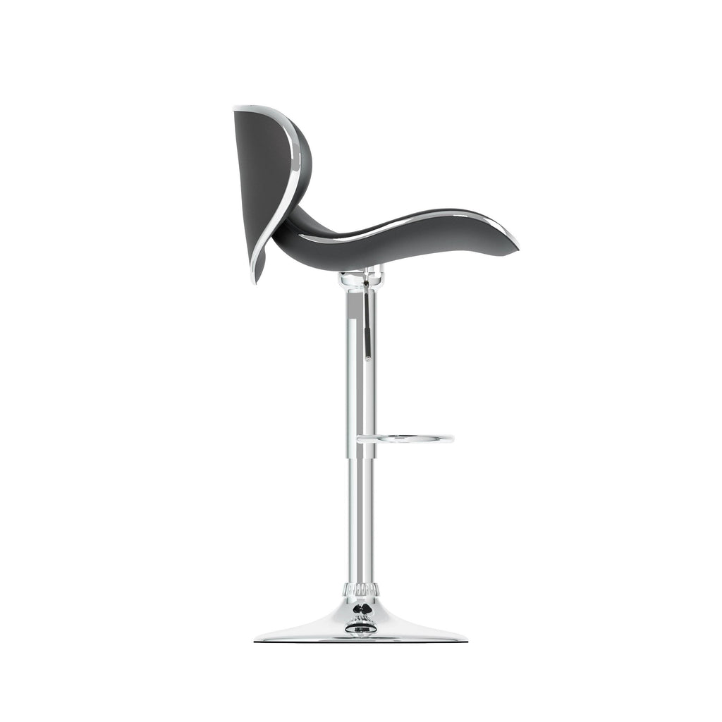 Black Curved Adjustable Bar Stool Set of 2 W173