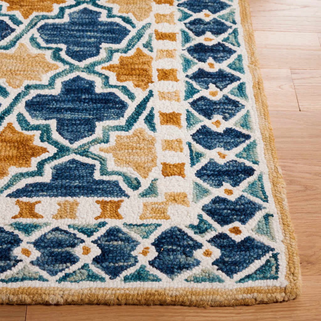 Navy Yellow Geometric Area Rug 3' x 5' F353688