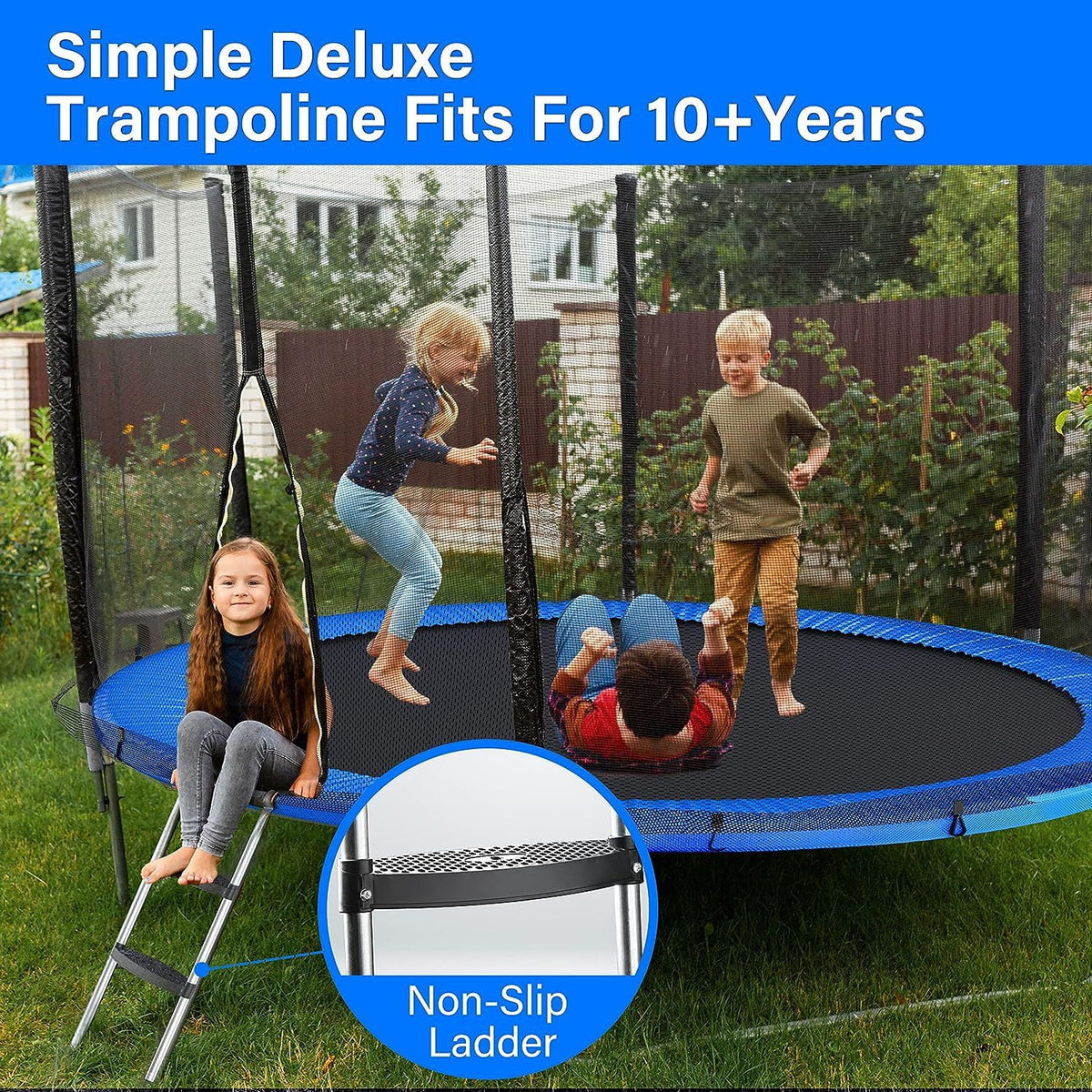 Blue Recreational Trampoline with Enclosure Net - 12FT Q900263