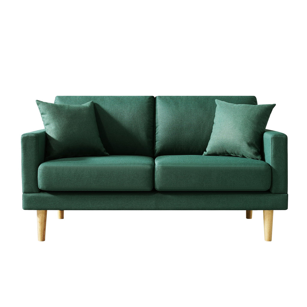 Dark Green Loveseat Sofa with Throw Pillow I6350