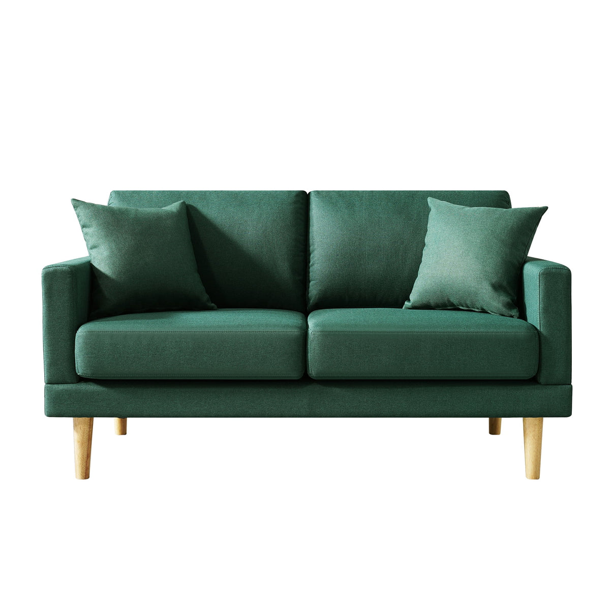 Dark Green Loveseat Sofa with Throw Pillow I6350