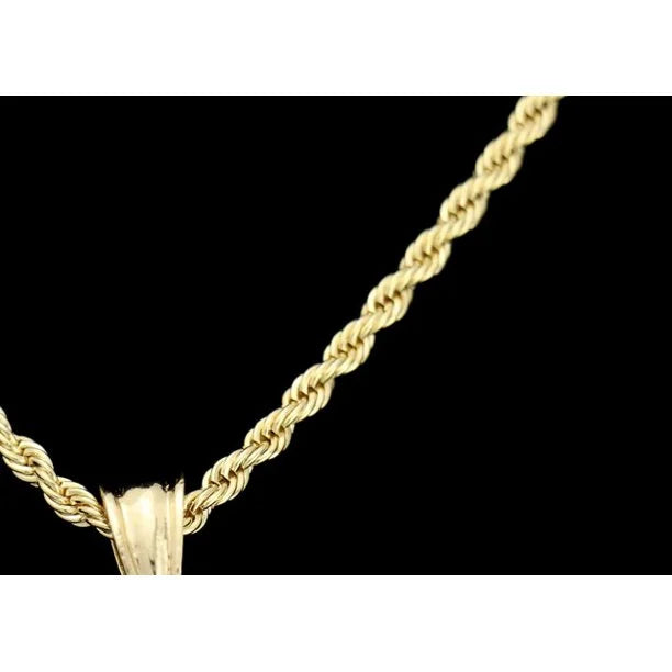14K Bonded Gold Rope Chain Necklace with Heart Charm and Gift Box/Bag Z3384
