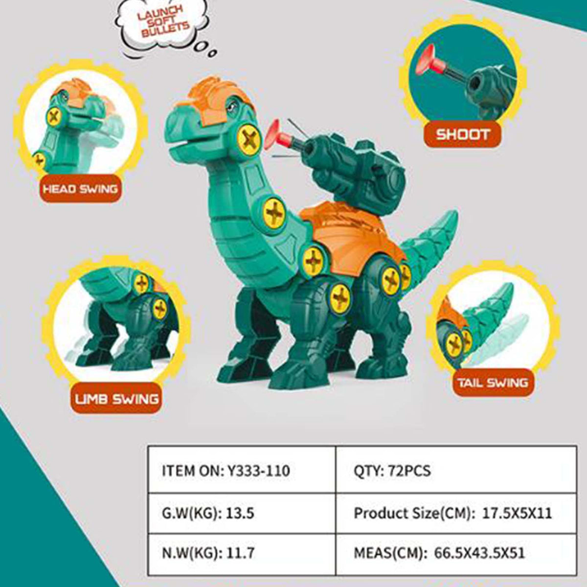 Large Disassembling Dinosaur Building Block Assembly Suit with Transmitter N35815