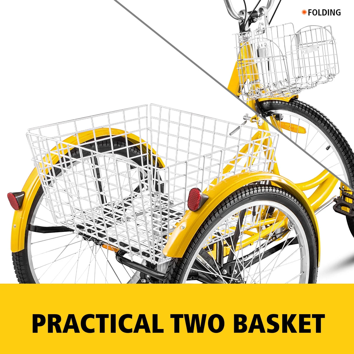 24 Adult Tricycle 7-Speed Three Wheel Bike with Basket D437