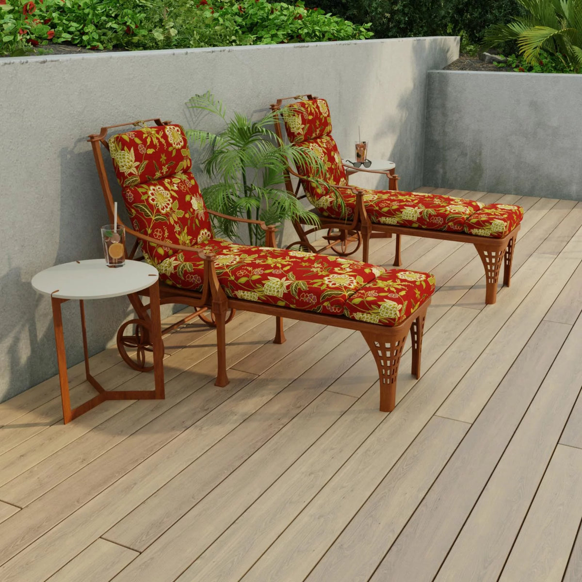 72 x 22 in. Rectangular Outdoor Chaise Lounge Cushion with Ties S477