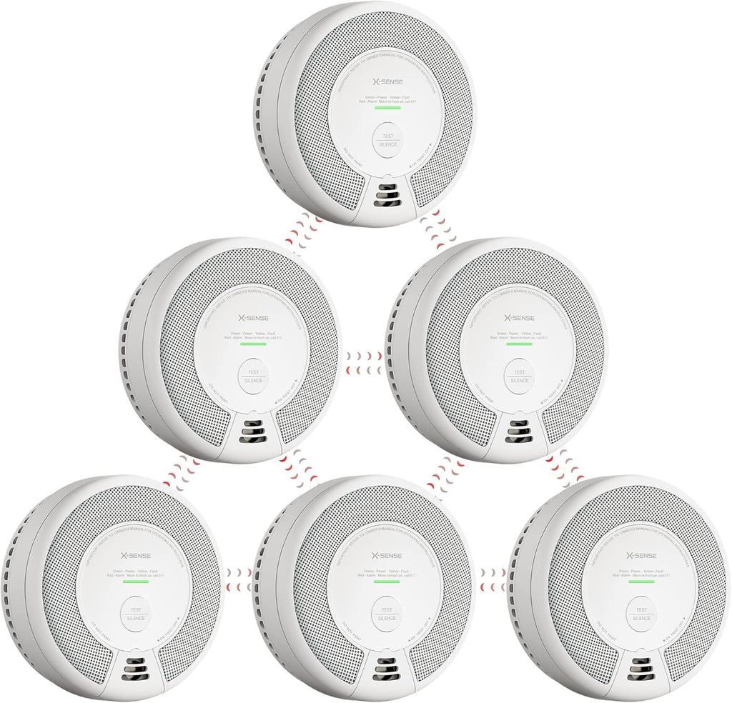 Wireless Interconnected Combination Smoke and Carbon Monoxide Detector, 10-Year Battery Powered, Pack of 6 K57202