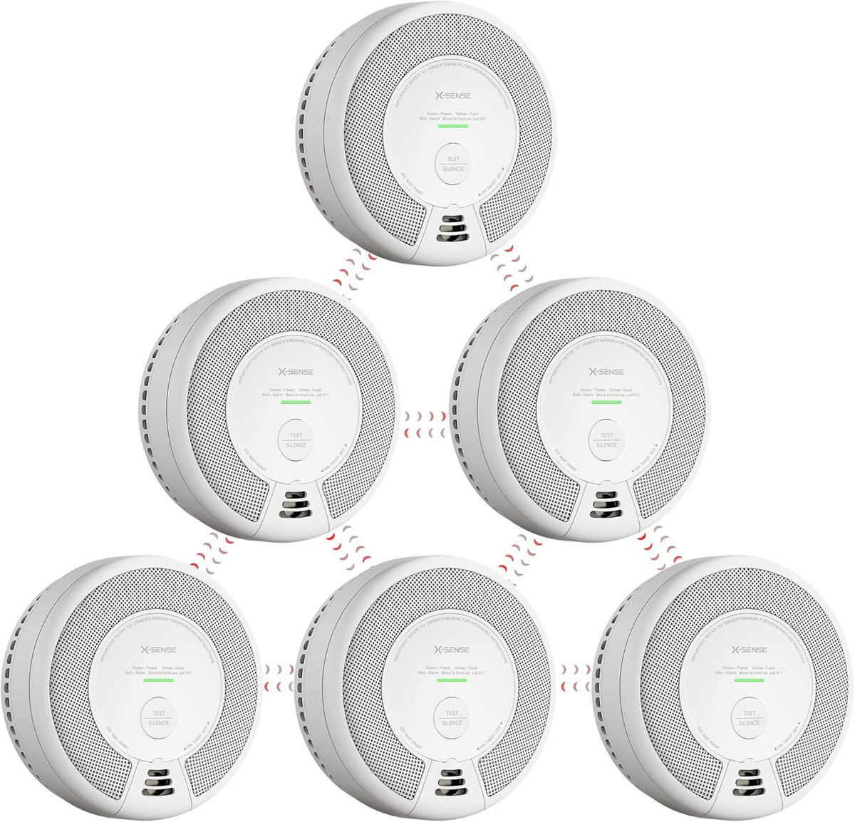 Wireless Interconnected Combination Smoke and Carbon Monoxide Detector, 10-Year Battery Powered, Pack of 6 K57202
