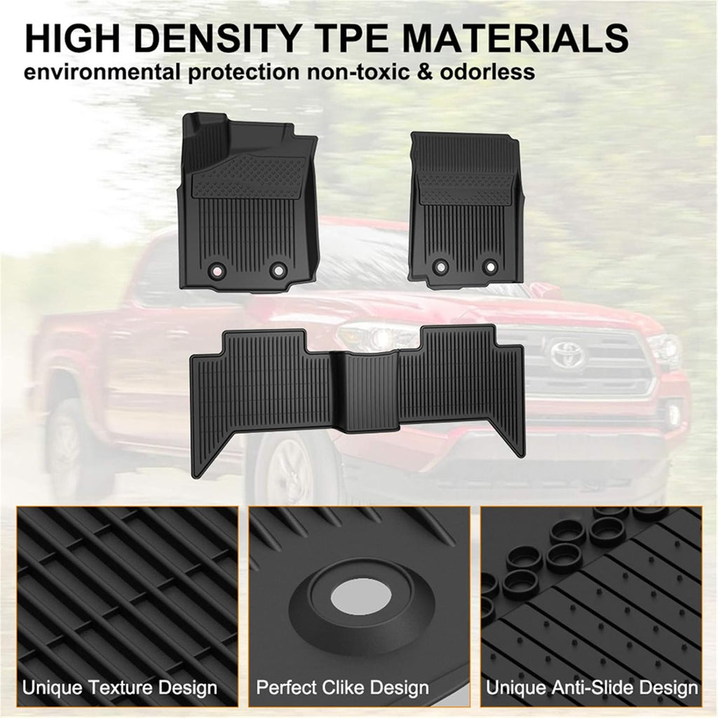 Black TPE Floor Mats for Toyota Tacoma Double Cab O255