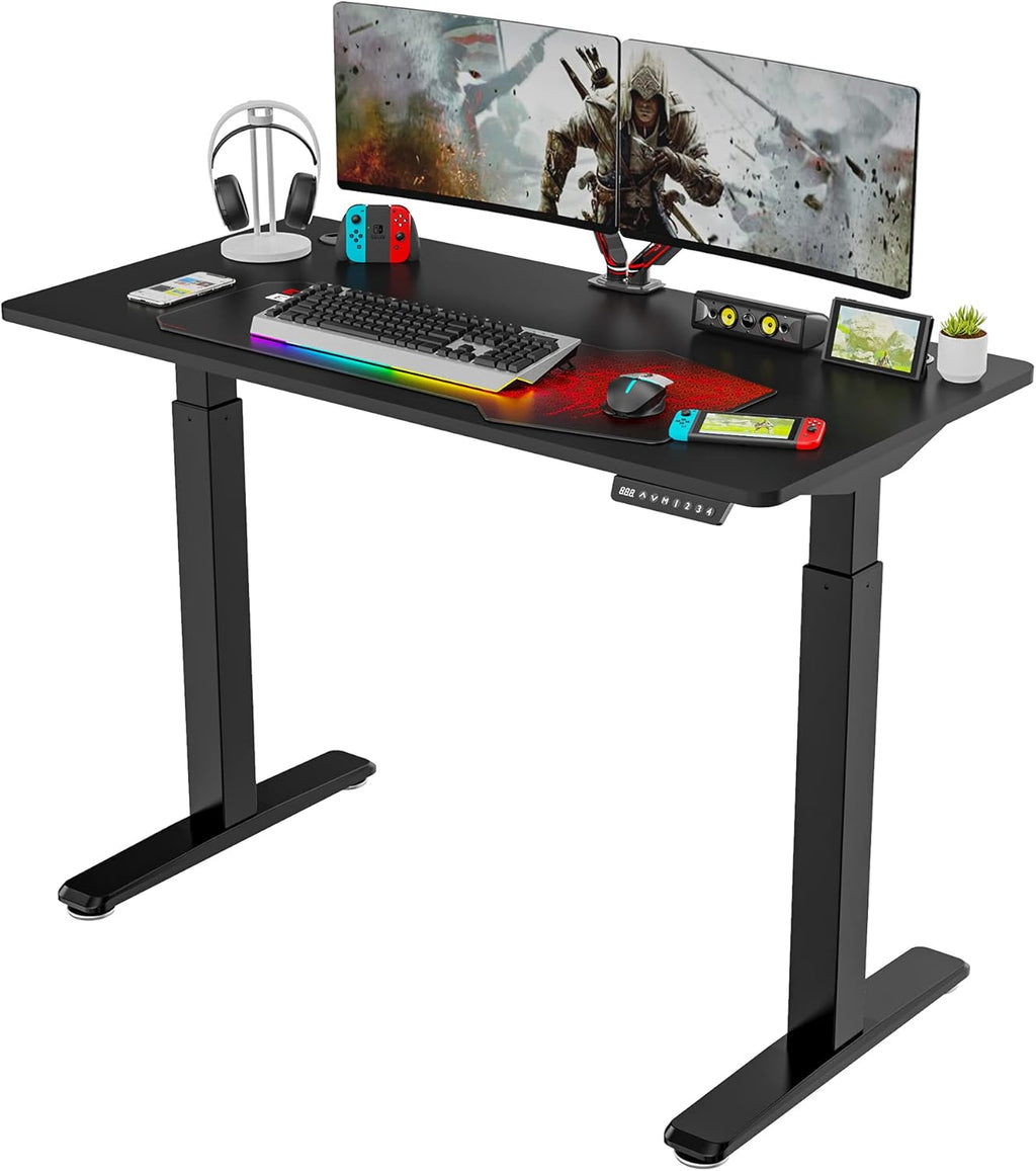 Black 60 inch Gaming Computer Desk with Carbon Fiber Surface E97802