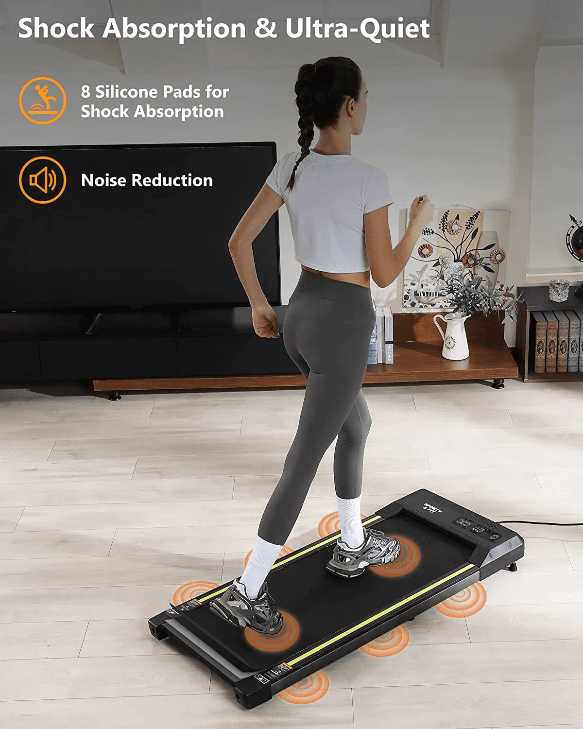 Gray Portable Treadmill with Bluetooth Speaker L7617