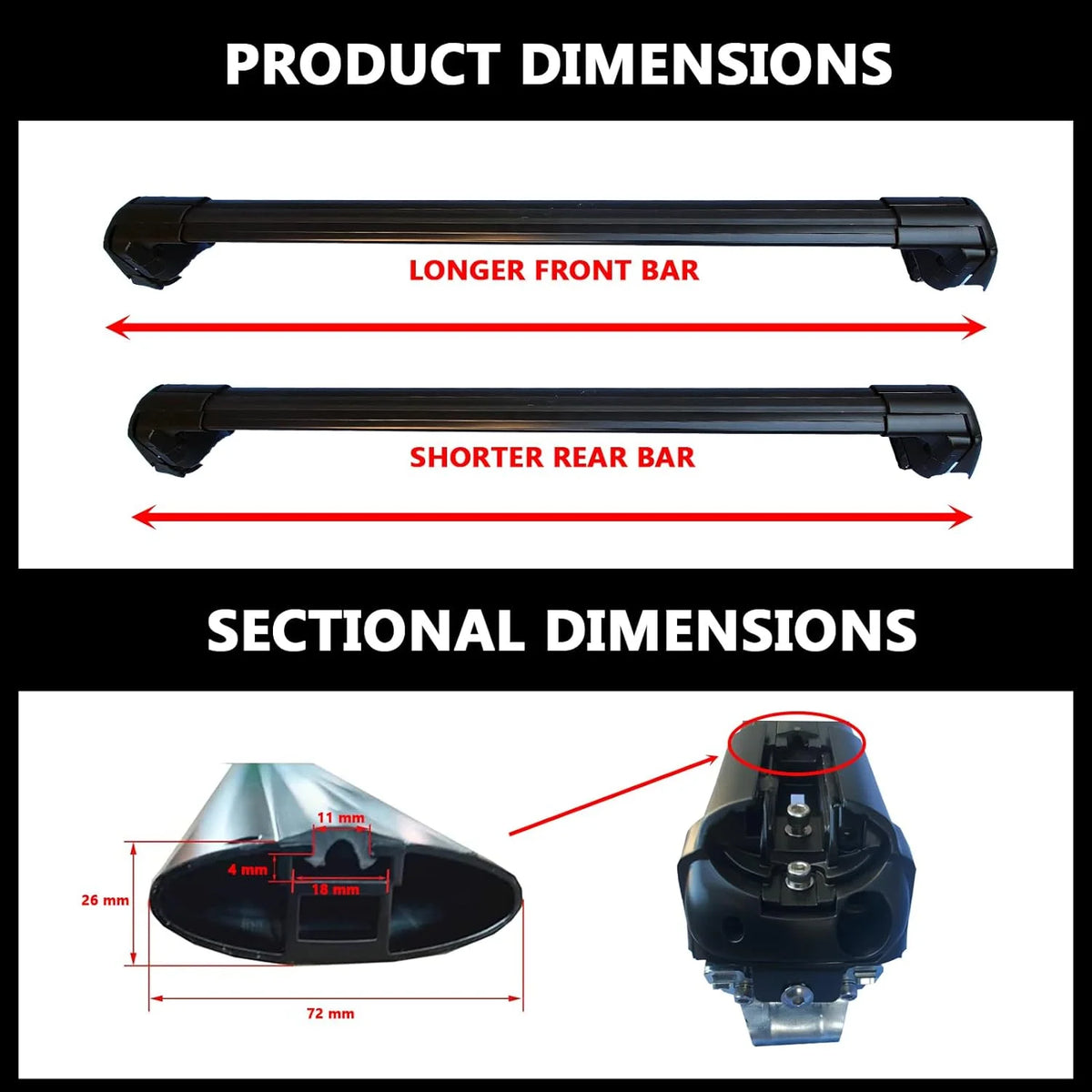Black Lockable Roof Rack Crossbars for Ki-a NIRO Y69552