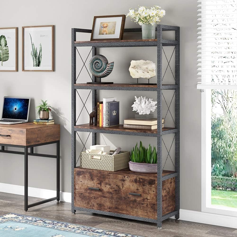 Lateral Filing Cabinet with Open Storage Shelves E31311