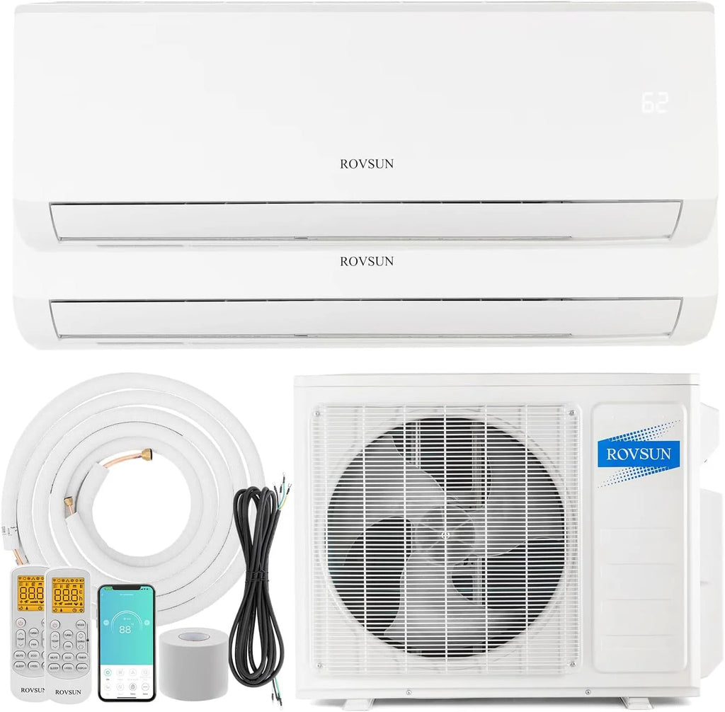 9000 + 9000 BTU Dual Zone Mini Split AC/Heating System Y869339