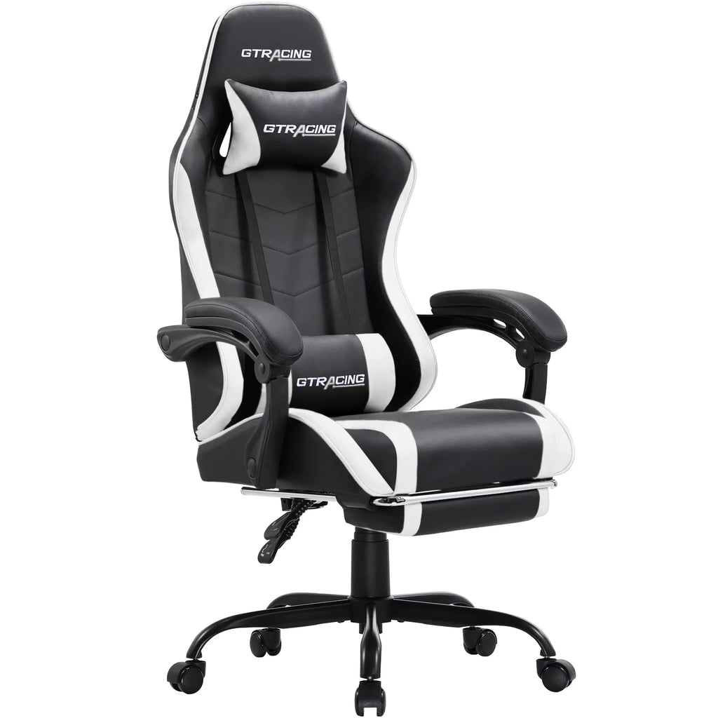 White Height Adjustable Reclining Gaming Chair with Footrest R948740