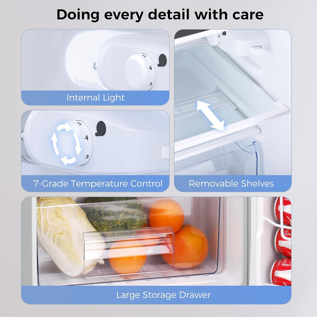 Retro Red 3.2 Cu.Ft Compact Double Door Mini Refrigerator with Freezer P959636