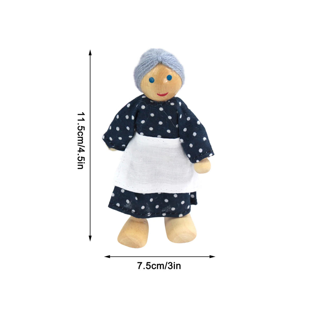 Wooden Doll House Family Dress-up Characters, Family of 7 D489981