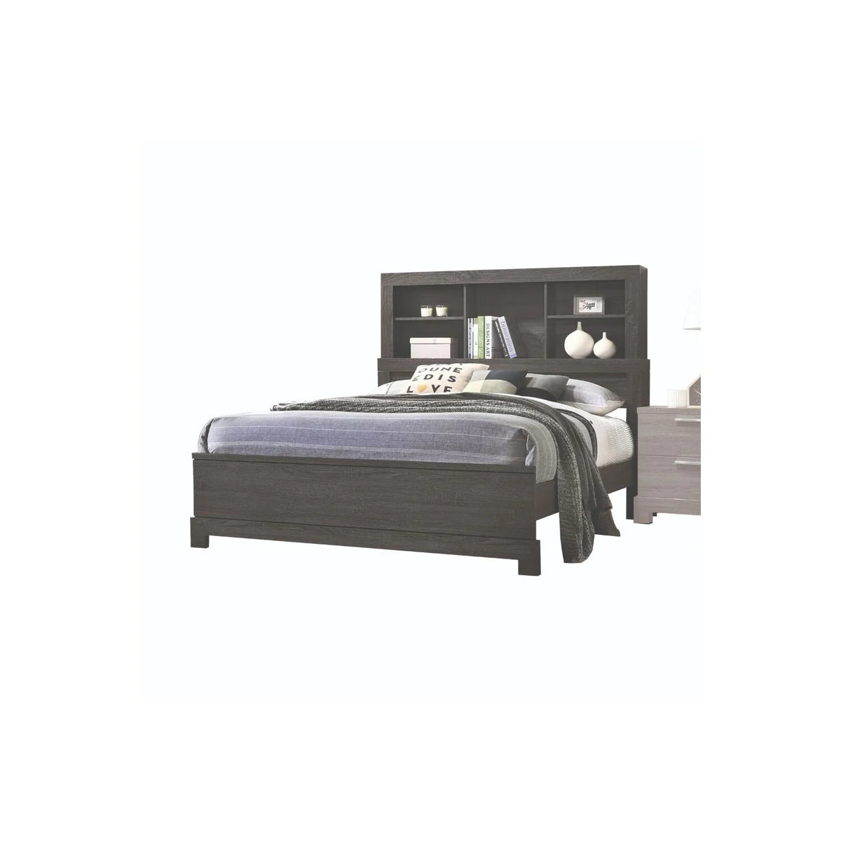 Eastern King Storage Bed Gray Oak J13942