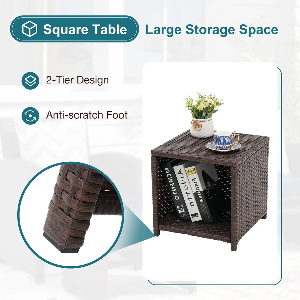 5 Pcs Wicker Patio Conversation Set with Cushions X574989