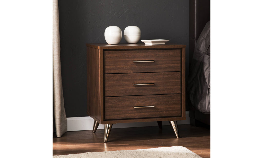 Walnut Bedside Table with Drawers T52939