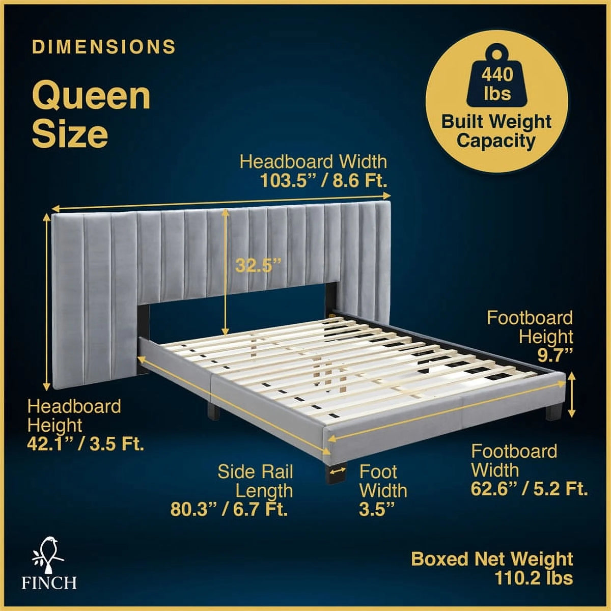 Queen Size Grey Velvet Upholstered Bed N9157