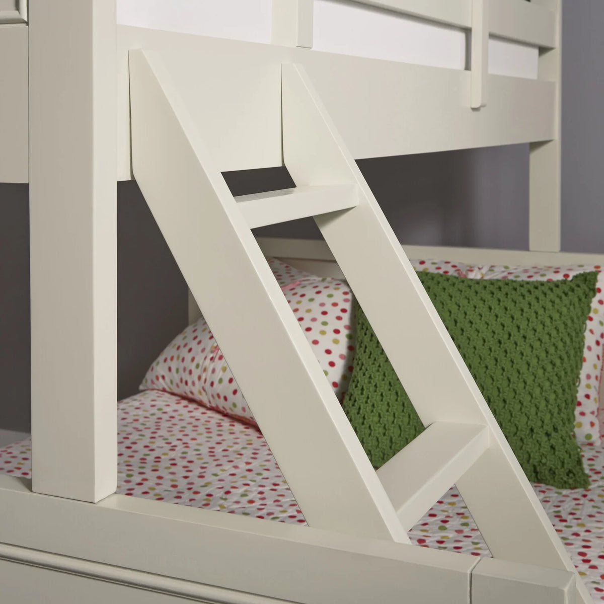 Off White Wood Twin Over Full Bunk Bed H2342