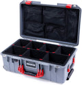 Silver Air Case with Red Handles & Latches with TrekPak Dividers & Lid Organizer Q3696