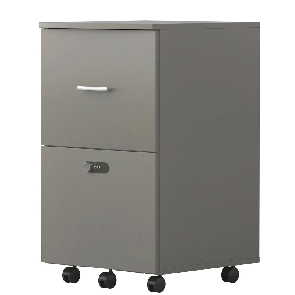 White Gray 2 Drawer Rolling File Cabinet Q3865