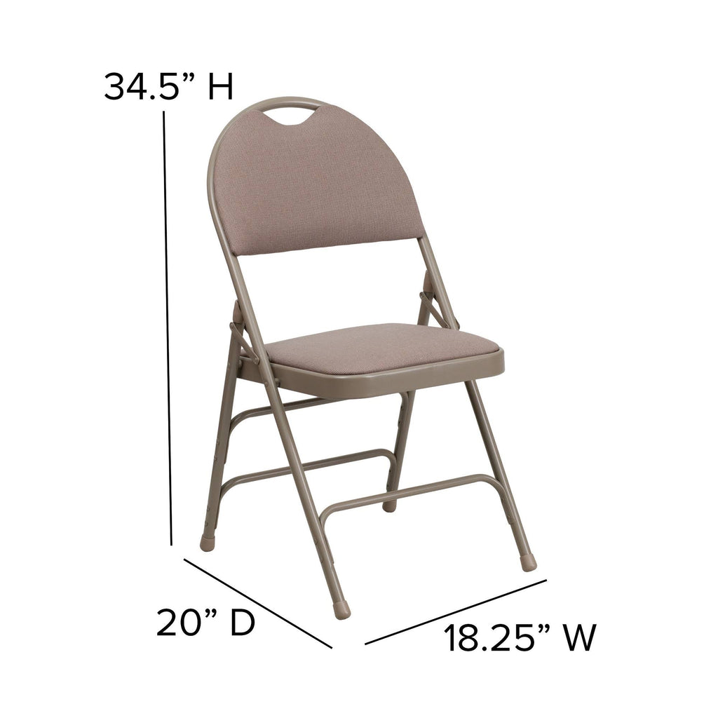 Beige Fabric Metal Folding Chair W804