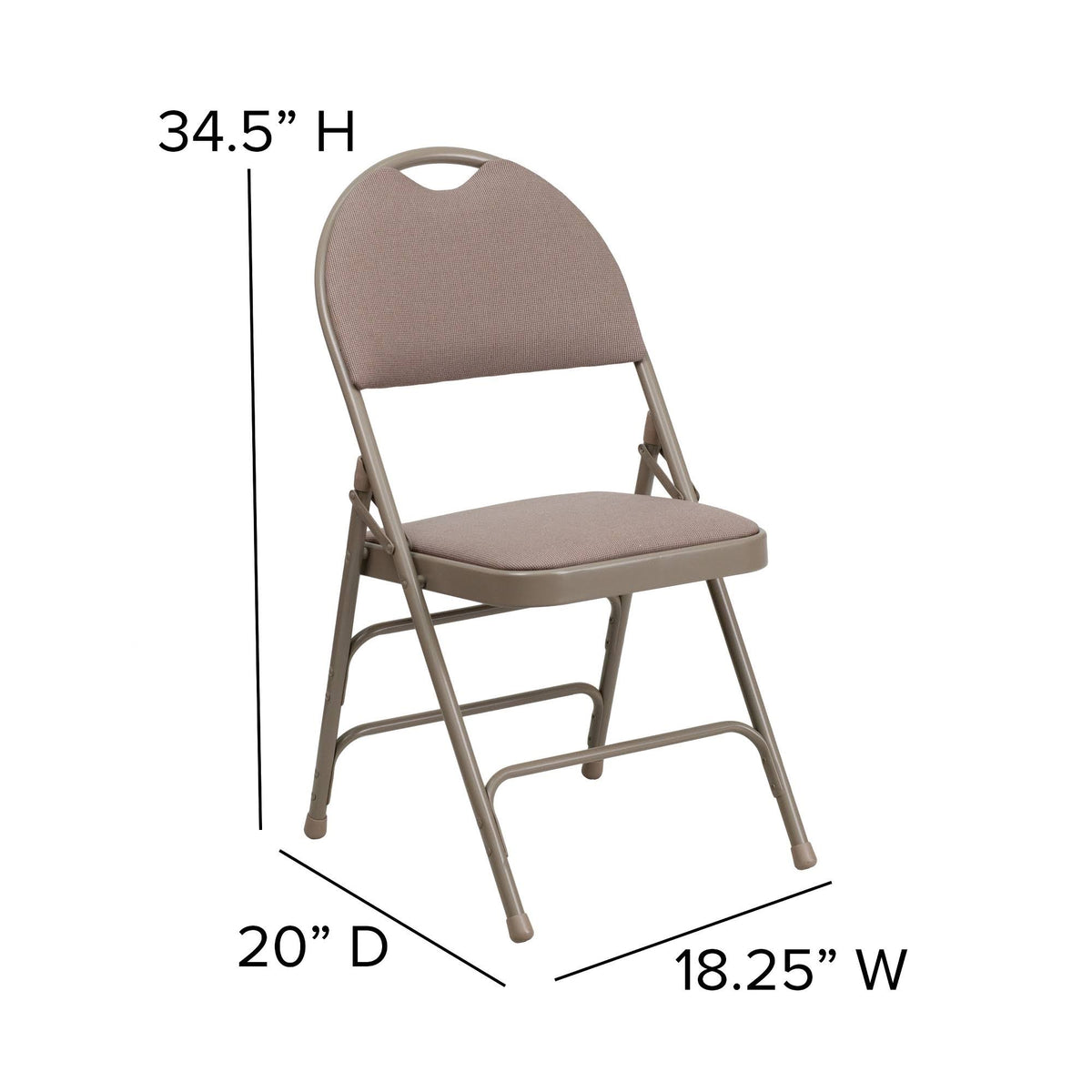 Beige Fabric Metal Folding Chair W804