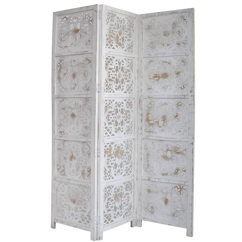 White 3 Panel Room Divider G90765