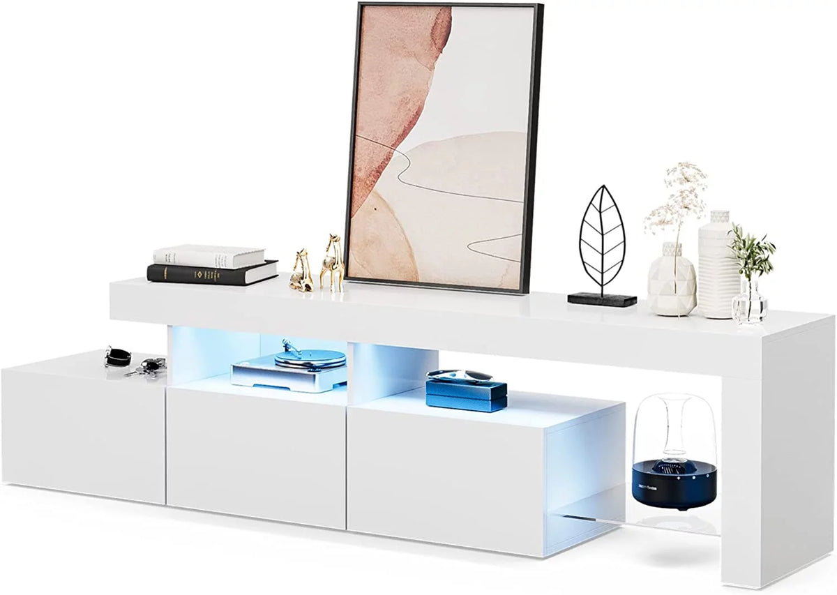 White High Glossy LED TV Stand with 3 Cabinets I87787