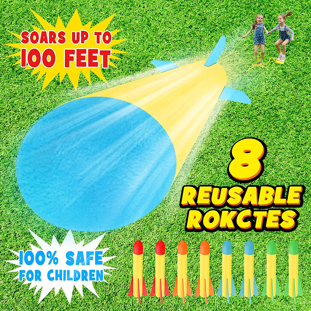 Terra Toy Rocket Launcher, 2 Launchers & 8 Foam Rockets, Outdoor Toy Q103799