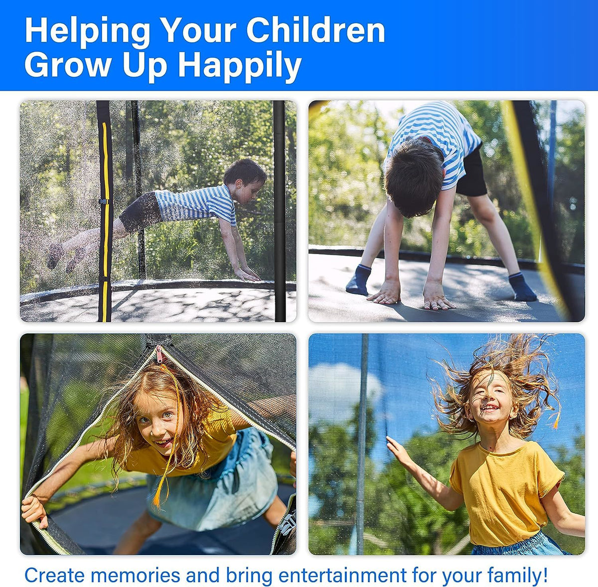 Blue Recreational Trampoline with Enclosure Net - 12FT Q900263