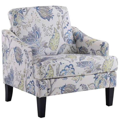 Beige Upholstered Accent Chair with Wood Legs V68895